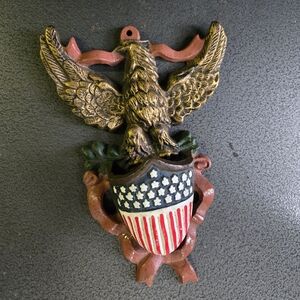 Vintage Patriotic Eagle Wall Decor Match Holder